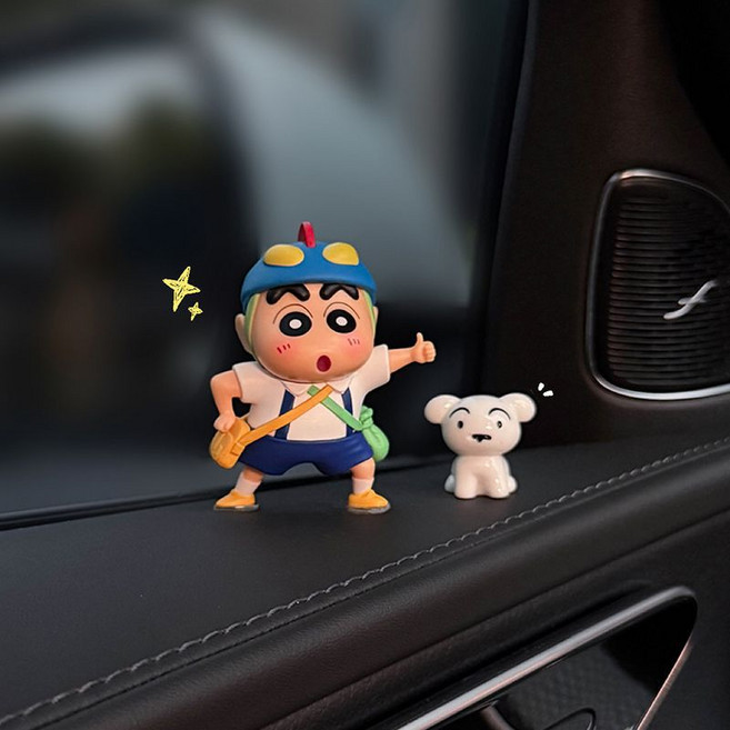 도도 귀여운 짱구 차량용 피규어, 1세트, 짱구+흰둥이