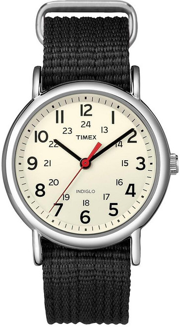 Timex 남녀공용 위켄더 38 mm 손목시계 스트랩 블랙/크림