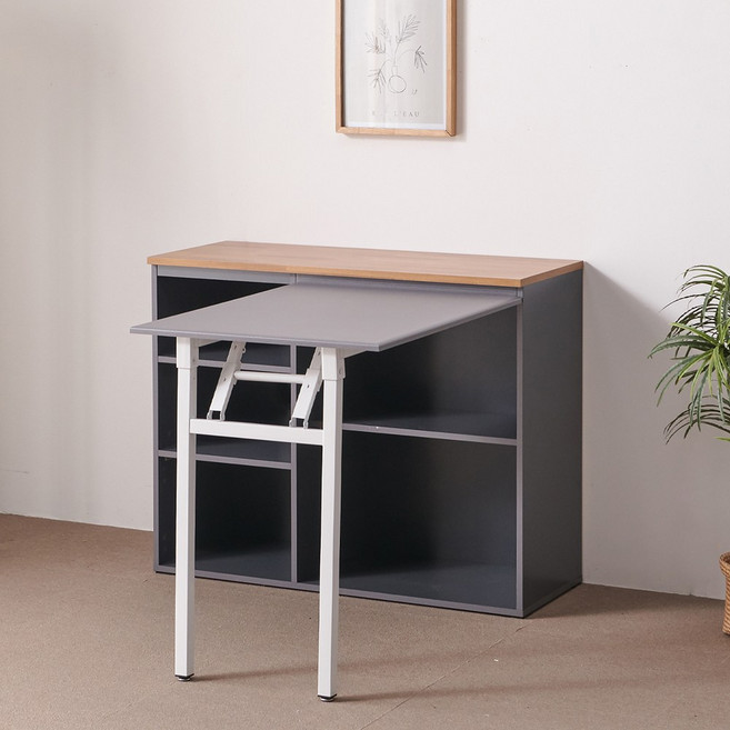 블랑누보 엘린 식탁수납장 다용도 공간활용 낮은 접이식 식탁 렌지대 1000, 그레이멀바우(상판우측형)