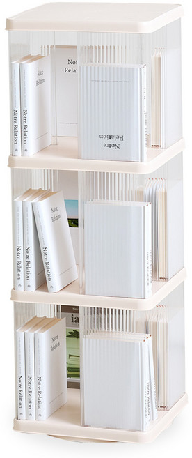 앤슬론 국내생산 몰리 회전 책장, 3단, 아이보리