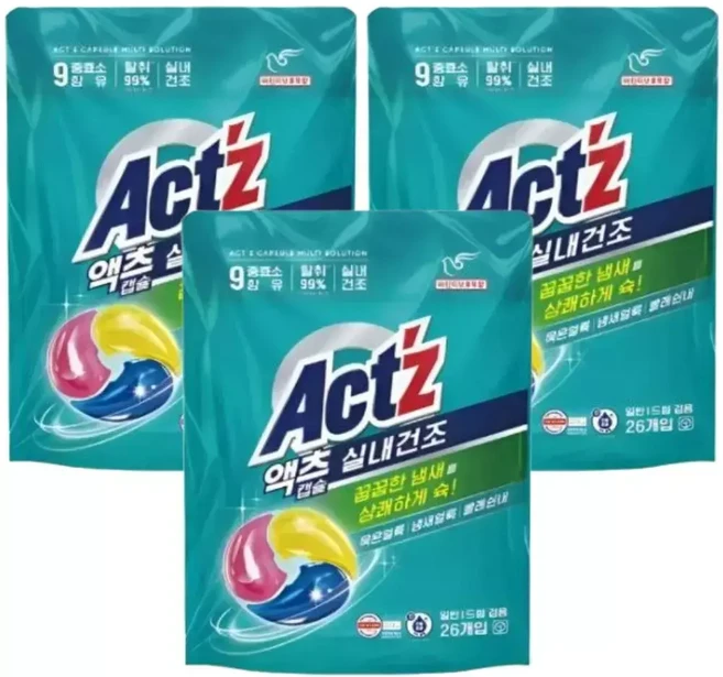 액츠 캡슐 실내건조 겸용 26개입 3개 (총78개), 1개