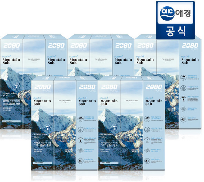 2080 퓨어 마운틴 솔트 치약 크리스탈민트향, 120g, 1개