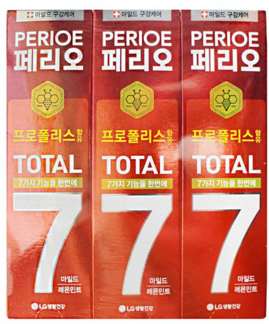 엘지 페리오 토탈7 치약 마일드 레몬민트 140g 3입1개