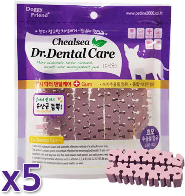 도기프랜드 - 강아지껌 닥터 덴탈케어 100g, 유산균, 5개