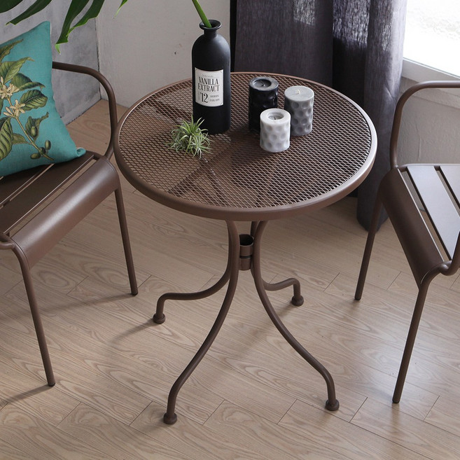 [리비니아] 라탄 야외용 철제 원형 카페테이블(단품) 4종/ 베란다 카페 야외용 테이블