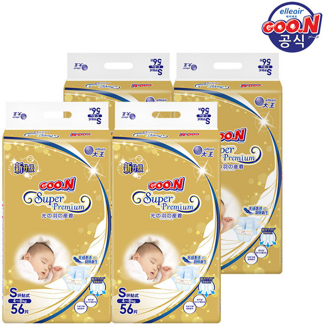 군기저귀 프리미엄 밴드 소형(S) 56P x 4팩, 4개