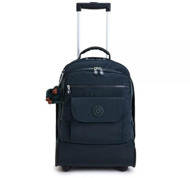 Kipling 여성용 Sanaa 대형 롤링 백팩 조절 가능한 패딩 스트랩 슬라이드 업 핸들 크링클 나일론 트루 블루 토널