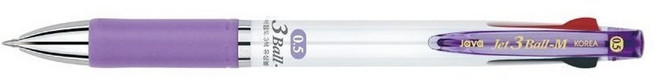 자바펜 제트3볼 M 멀티펜 0.5mm, 퍼플, 4개