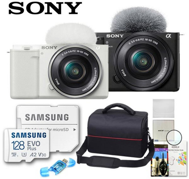 소니 정품 ZV-E10+16-50mm/ 7종세트/128GB+전용가방+필터+카드리더기+청소도구+극세사융+액정보호필름/TJ, 화이트