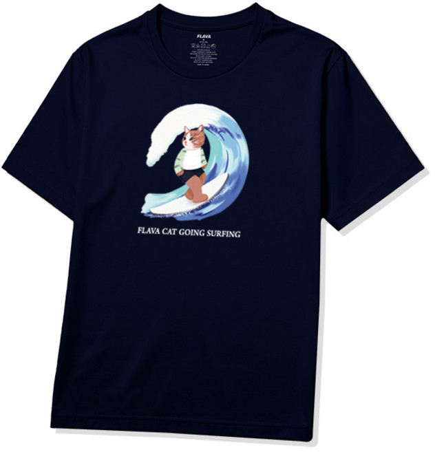 플라바 서핑캣 남녀공용 반팔 티셔츠 남자 남성 면티 빅사이즈 반팔