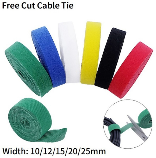 5M 자기 접착 패스너 10/12/15/20/25mm 루프 테이프 주최자 재사용 가능한 케이블 관리 스트랩 DIY 액세서리, 12mm 3 Roll, Grey