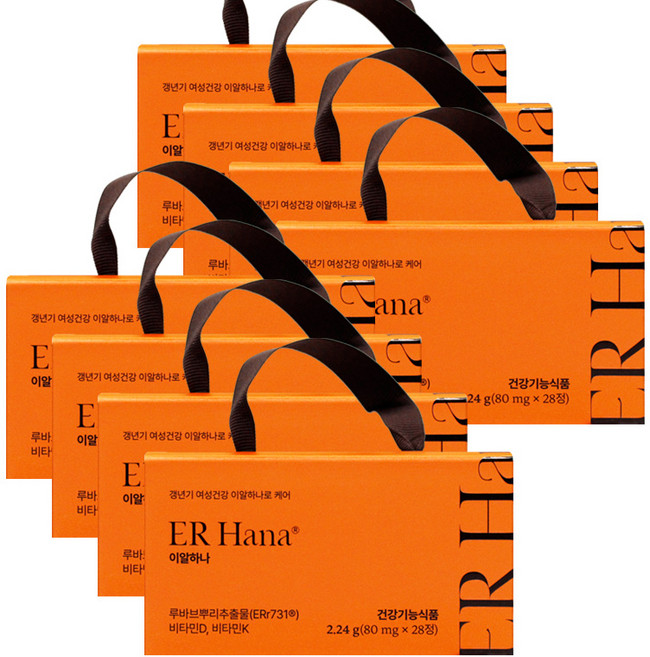 갱년기엔 이알하나 80mgX28정X8개 ERr731 갱년기 여성 영양제 루바브뿌리추출물 비타민D 비타민K, 8개