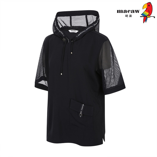 (여성)메쉬배색후드넥반팔티셔츠_MOW2TH33