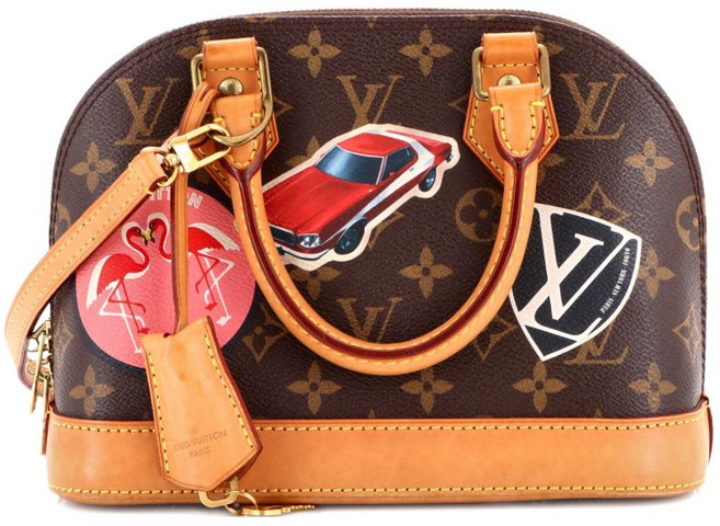 루이 비통 중고 알마 핸드백 리미티드 에디션 월드 투어 모노그램 캔버스 BB 사첼 백