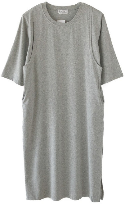 BABYSHARE 韓版寬鬆九色素色哺乳裙 明星媽咪款 有口袋 長版舒適 孕婦連衣裙