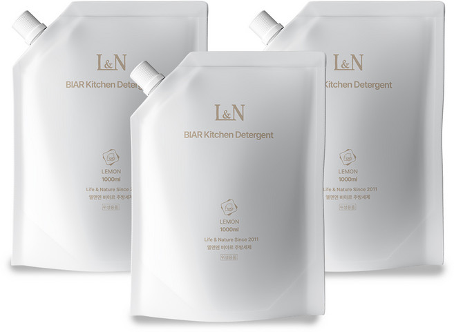 L&N 비아르 주방세제 리필, 3개, 1L