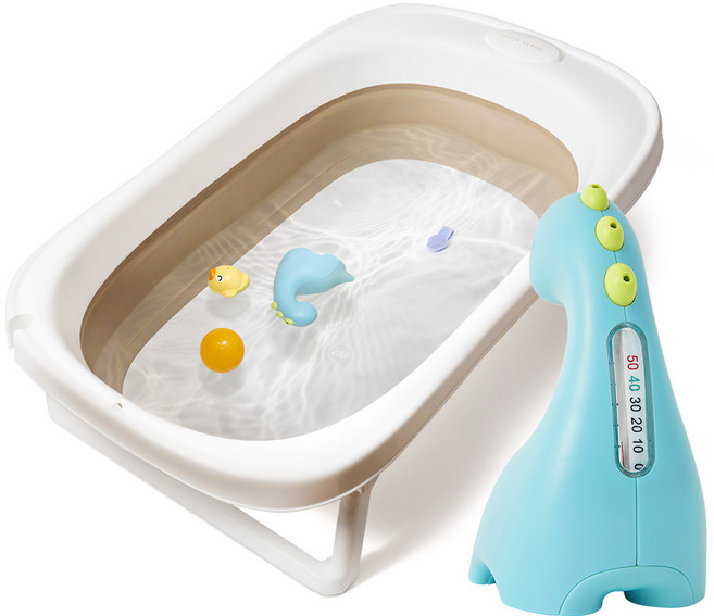 리틀클라우드 유아 접이식욕조 + 공룡 탕온계, 접이식욕조 + 탕온계