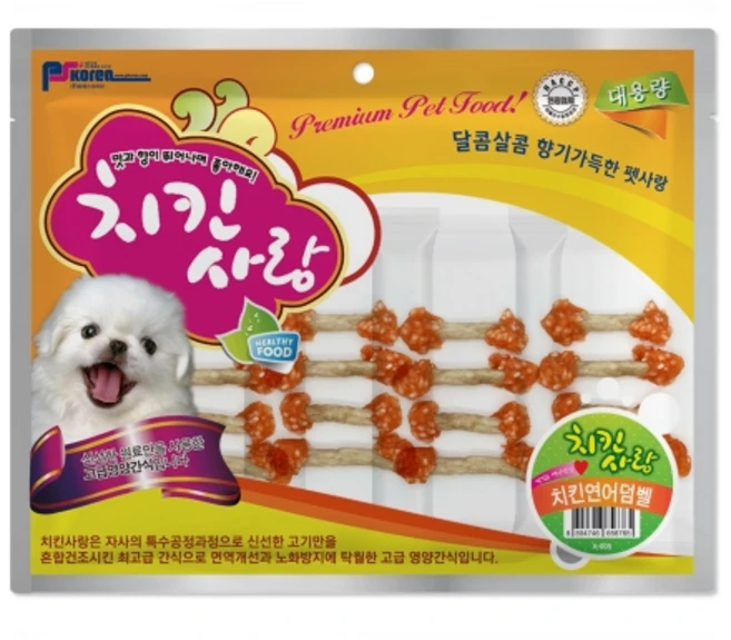 피에스코리아 치킨사랑 사사미, 치킨연어덤벨, 5개 - 쿠팡