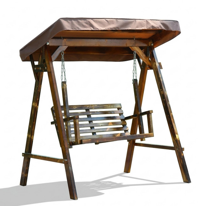 라운드가든 야외그네의자 통원목 야외용 2인용 정원 테라스 전원주택 탄화목, 탄화목 (곰팡이, 습기 방지)