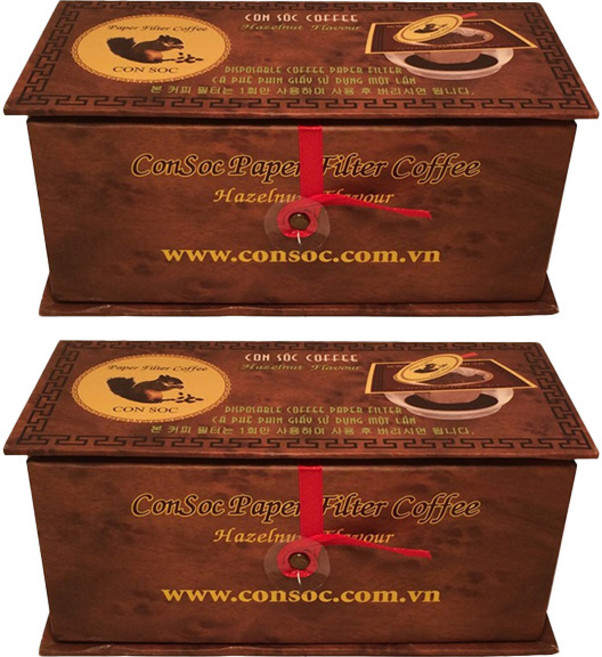 베트남 위즐커피 콘삭 루왁 다람쥐똥커피 아라비카 헤이즐넛 브라운패키지 드립백커피, 2박스, 10개입, 160g