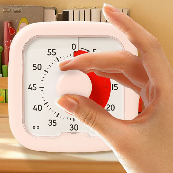 뽀모도로 타이머 무소음 시각 타이머 집중력 높이는 공부 시계, 1개, 핑크