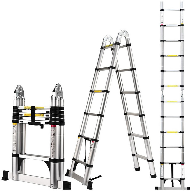 鋁合金多功能伸縮梯 工作梯 A字梯 一字梯 摺疊梯 樓梯, 1個, 1.6+1.6米