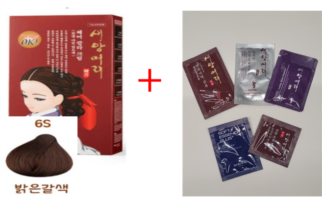 [새앙머리] 다빛헤어 컬러 새치염색약(60g+60g) 구매시 새앙머리상품 각종 샘플증정, 6S/ 밝은갈색, 120g, 1개