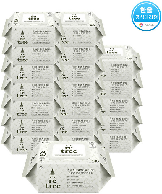 리트리 더도톰한 4겹원단 물티슈 캡형 100매 x 10팩, 20개