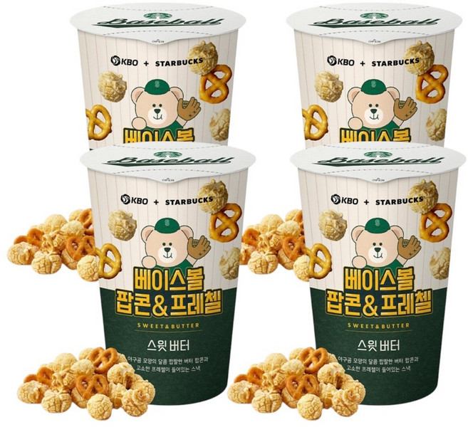 스타벅스 베이스볼 팝콘&프레첼, 4개, 100g