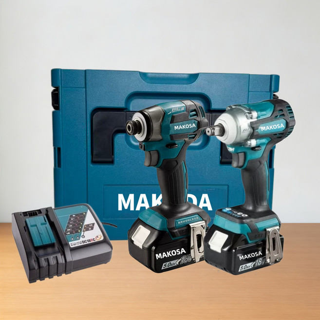 makosa 衝擊起子機 DTD173, 1個, 起子機+700扳手（附充原廠二電+箱