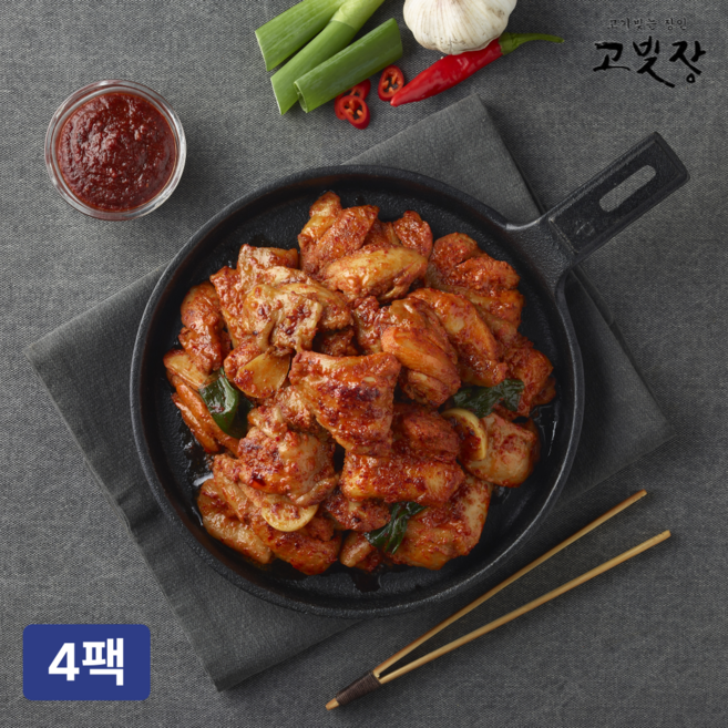 [고빚장] 낭만 닭갈비 ( 닭다리살 100% ) 기본맛, 4개, 300g