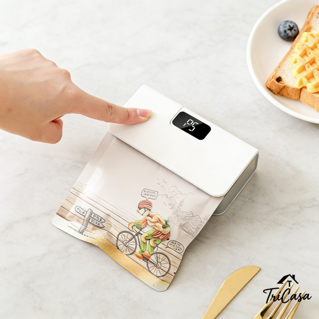 스마트 미니 충전식 밀봉기 가정용 과자 비닐 봉지 실링기 휴대용 자석 흡착식 포장기, 화이트, 1개