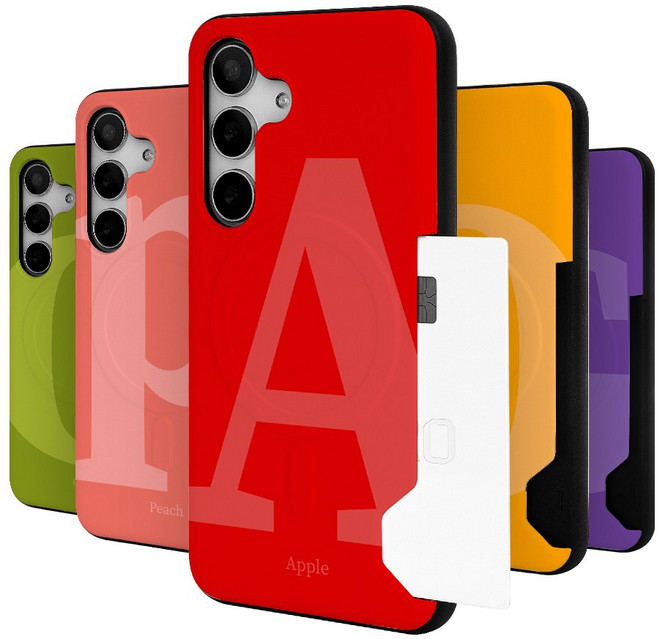 이케미 갤럭시버디3 A15 전용 쥬시이니셜 맥세이프 슬라이드 카드2장수납 휴대폰 케이스