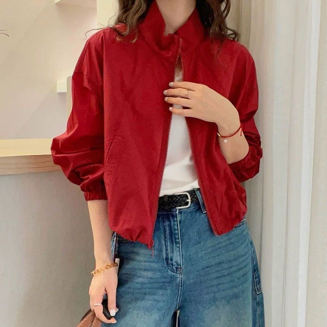 페이준 여성 봄 여름 얇은 하이넥 긴팔 재킷 캐주얼 래시가드 코트 YJ5312