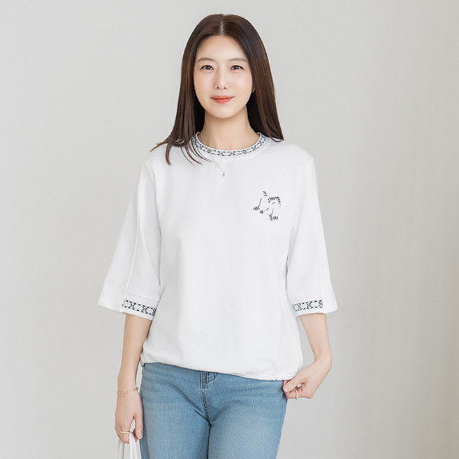 엄마옷 마담4060 에스닉시보리티셔츠 -QTE2603071-