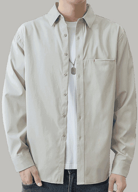 2026春秋新款長袖白襯衫男士款韓版寬鬆襯衫外套男裝潮流一件代發