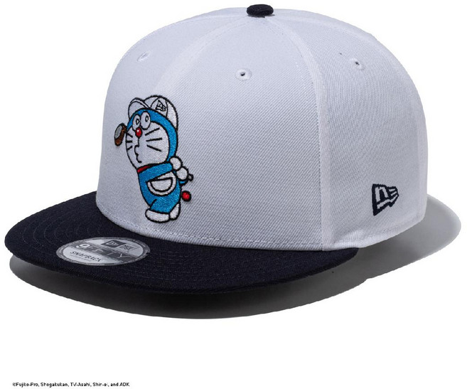 뉴에라 9FIFTY 950 골프 콜라보 도라에몽 화이트 블랙 여성용 남성용 골프모자 캡, 1개, 화이트/네이비