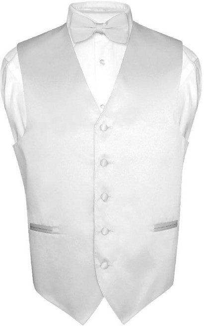 Vesuvio Napoli Men's Dress Vest & BowTie Solid SILVER GRAY Color Grey Bow Tie Set size XL 472634