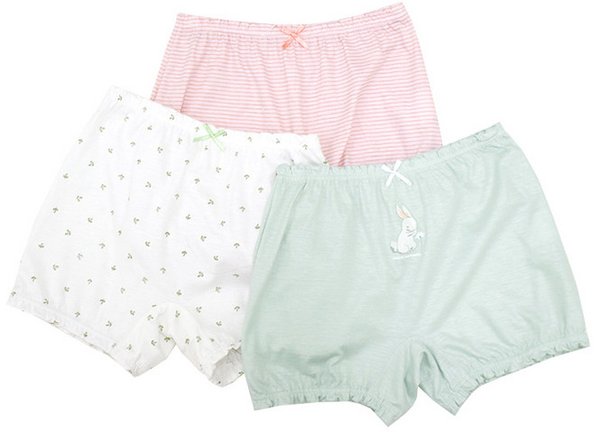 물랑루즈 데이지 무형광 순면 사각팬티 3종 여아동