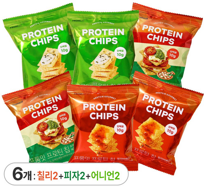 프롬잇 프로틴칩 3종 세트 (피자+칠리+어니언), 6개, 40g
