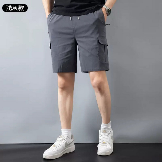 阿堯的店 高彈力多口袋工裝短褲 涼感高彈性工作短褲 加大碼透氣舒服鬆緊腰 【DK169】