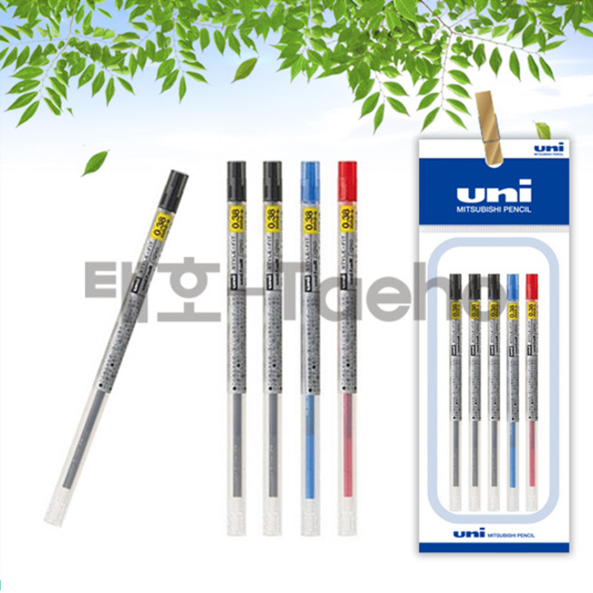 유니 스타일핏트 중성심 리필 UMR-109-38 0.38mm, 1개, 0.38mm 흑색 3개 + 청색 1개 + 적색 1개