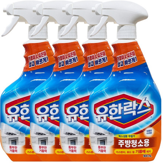 유한락스 주방청소용, 900ml, 4개
