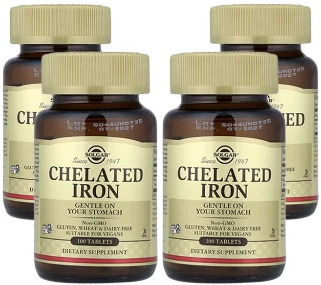 솔가 킬레이트화 철분 (1정당 25mg), 100정, 4개 - 쿠팡