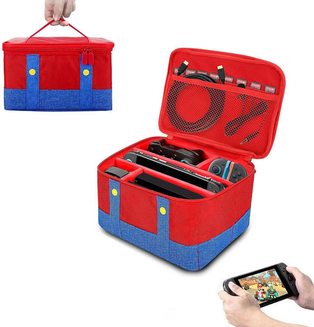 아싸라봉 닌텐도 스위치 2 OLED 마리오 벨크로 분리수납 올인원 가방 케이스 수납 보관함 여행용 캠핑용, 마리오 올인원가방, 1개, 스위치용