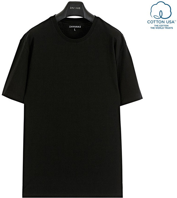 자바나스 17수 루즈한 기본 세미 오버핏 촉감좋은 이너 반팔 E 미들 USA코튼 레이어드 티셔츠