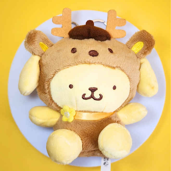 BSC 산리오 꽃사슴 인형 키링 열쇠고리인형 가방고리 키링인형 가방키링 자동차키링, 6. 폼폼푸린 꽃사슴 키링, 1개, 13cm