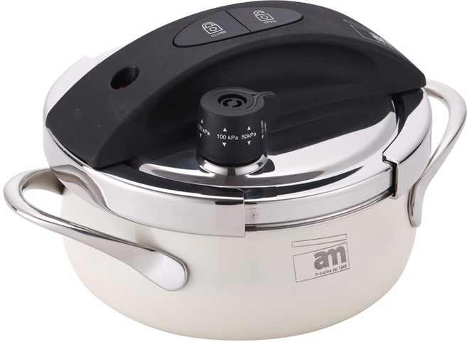 [백화점입점브랜드] 이태리 AM 통3중 압력솥 에이엠 316Ti 티타늄 스텐 압력밥솥 초고압 인덕션 1.6L 냄비, 1개, 아이보리