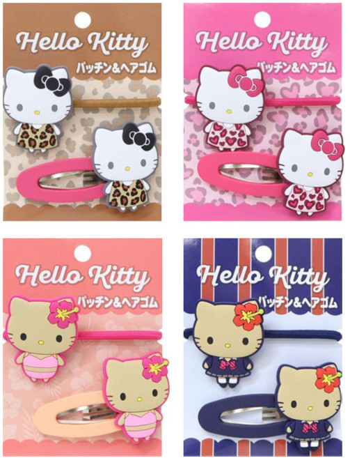 산리오 헬로키티 파칭핀(똑딱핀/머리핀)+헤어고무(고무줄/머리끈), 비키니(435700), 1
