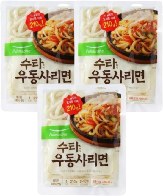 풀무원 수타우동사리면 210g, 3개